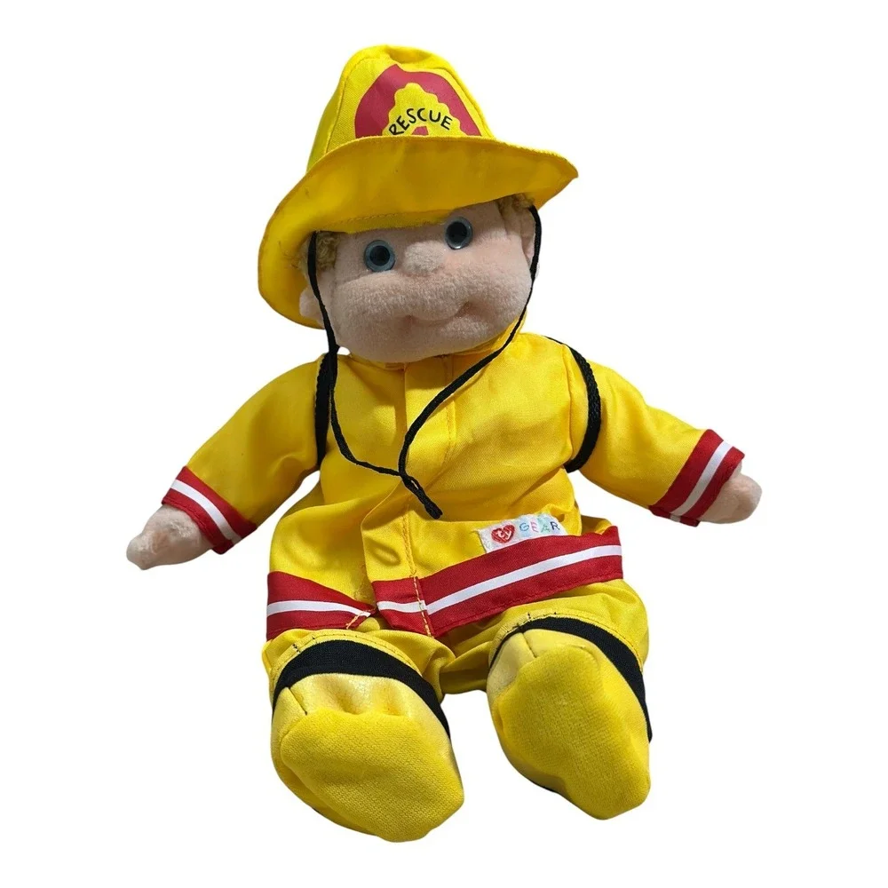 Ty Beanie Vntg Kids Boomer Fireman and Cutie Doctor‎ Plush Doll Set with Ty Gear